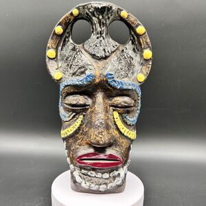 Africa Tribal Mask Liqueur Italy Decanter F.Lli Marchi Hand Painted